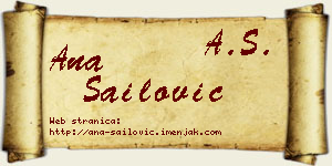Ana Sailović vizit kartica